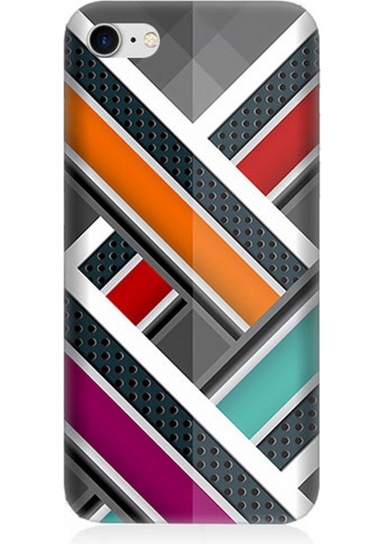 Apple iPhone 7 Uyumlu Silikon Kılıf Renkli Pastel Şeritler