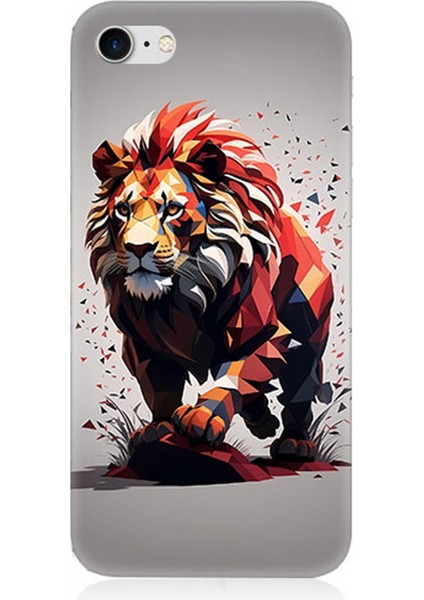 Apple iPhone 7 Uyumlu Silikon Kılıf Sarı Kırmızı Aslan