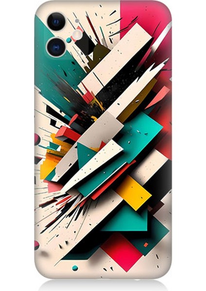 Apple iPhone 11 Uyumlu Silikon Kılıf Renkli Geometrik Desenler