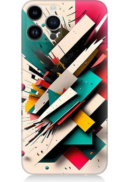 Apple iPhone 14 Pro Uyumlu Silikon Kılıf Renkli Geometrik Desenler