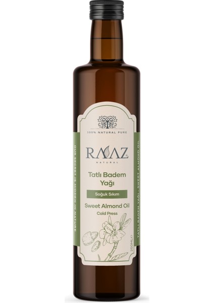 %100 Saf ve Doğal Tatlı Badem Yağı 250 ml