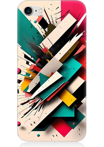 Apple iPhone 7 Uyumlu Silikon Kılıf Renkli Geometrik Desenler