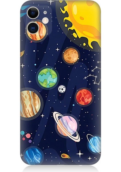Apple iPhone 11 Uyumlu Silikon Kılıf Gezegenler ve Yıldız Haritası