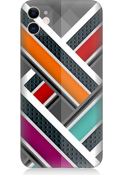 Apple iPhone 12 Uyumlu Silikon Kılıf Renkli Pastel Şeritler