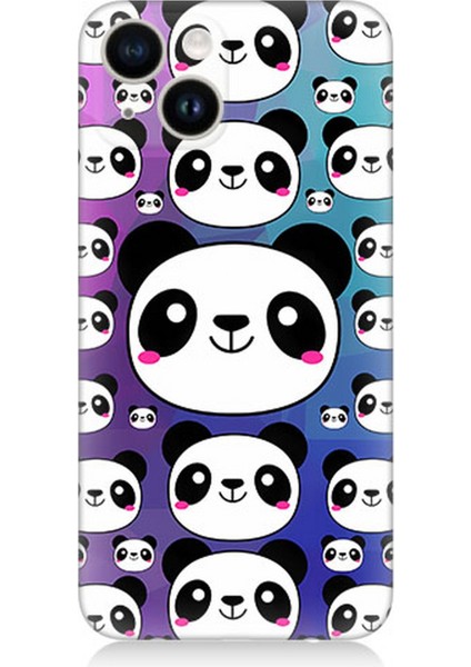 Apple iPhone 13 Uyumlu Silikon Kılıf Sevimli Pandalar