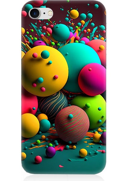 Apple iPhone 8 Uyumlu Silikon Kılıf Renkli Küre Daireler