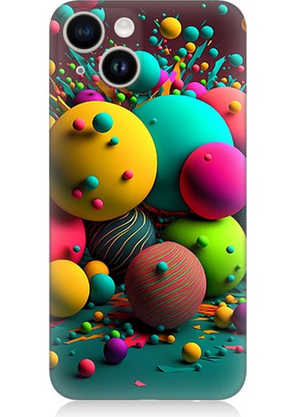 Apple iPhone 13 Uyumlu Silikon Kılıf Renkli Küre Daireler