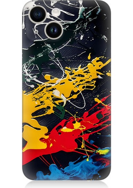 Apple iPhone 14 Uyumlu Silikon Kılıf Renkli Boya Darbeleri