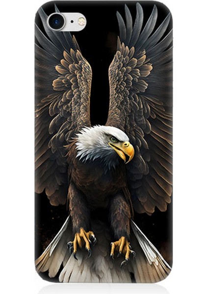 Apple iPhone 8 Uyumlu Silikon Kılıf Beyaz Başlı Kara Kartal