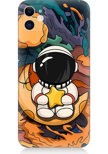 Apple iPhone 12 Uyumlu Silikon Kılıf Astranot Ay ve Yıldız