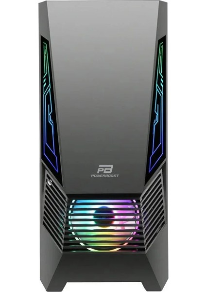 Powerboost VK-G2051S, 500W, Tempered Glass, Argb, USB 3.0, Atx, Siyah, Gamıng Kasa