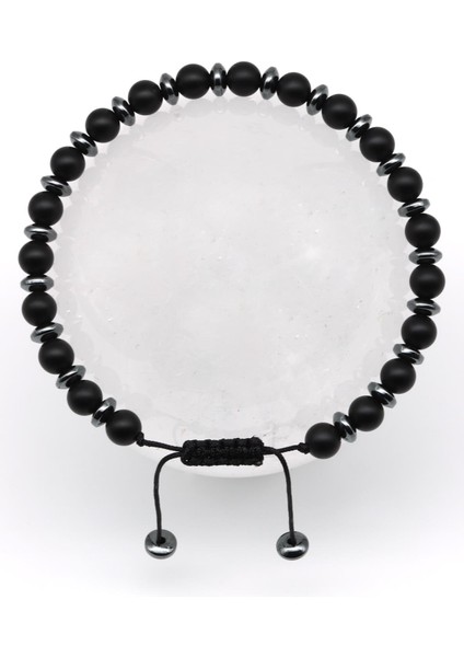 Mat Oniks Doğal Taş Makrome Örme Bileklik