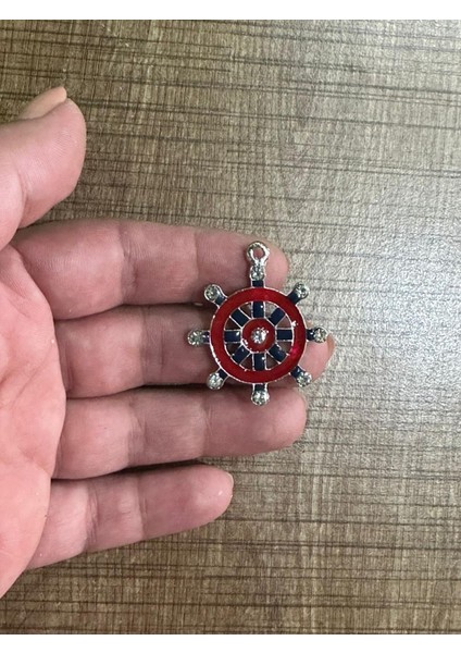 4x3 cm Zirkon Taşlı Renkli Denizci Dümeni Kolye Ucu Takı Aparatı