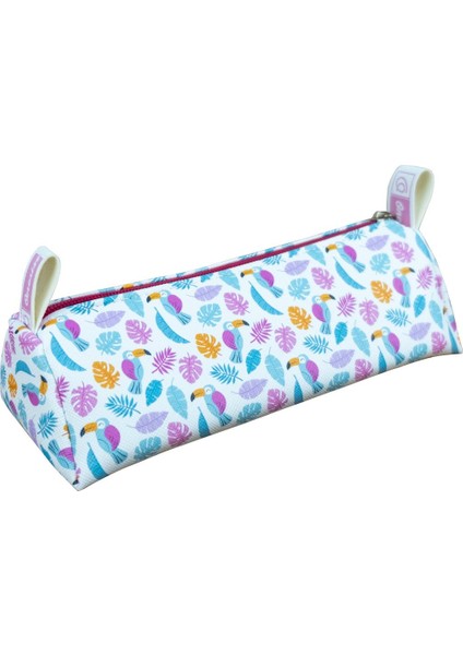 Kalem Kutusu Tucan Kuşu Temalı Üçgen Tasarım Vegan Deri (Kalemlik ve Makyaj Çantası) fiyatları