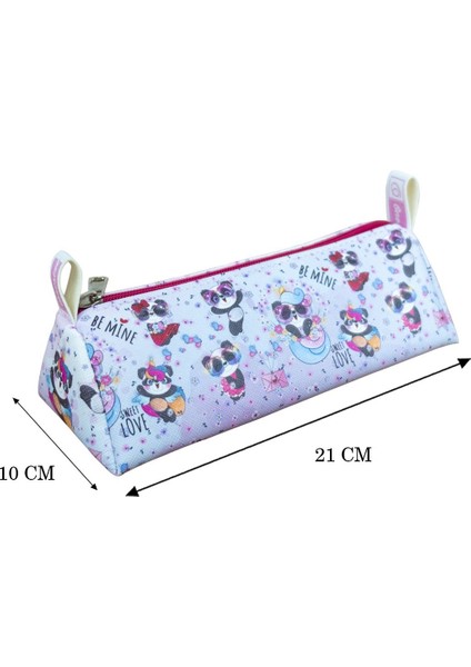 Kalem Kutusu Sevimli Pandalar Üçgen Tasarım Vegan Deri (Kalemlik ve Makyaj Çantası) indirimleri