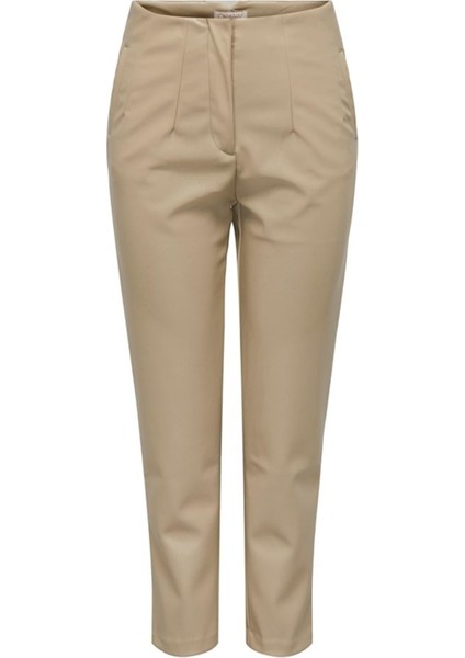Onlraven-Idına Hw Faux Leat Pant cc Pnt Bej