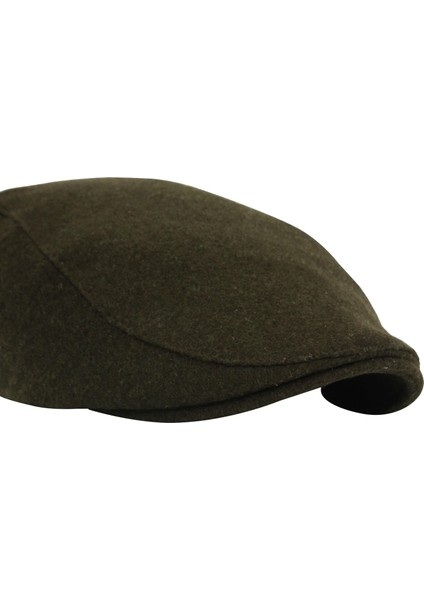 Erkek Şapka Haki Kışlık Trend Flat Cap Yün Kasket