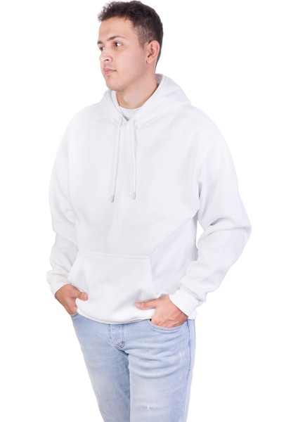 Oversize 3 Iplik Şardonlu Beyaz Sweatshirt modelleri