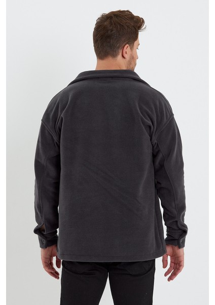 Erkek Antrasit Oversize Fit Gömlek Yaka Tüylenme Yapmayan Kışlık Rahat Polar Gömlek RF0312 indirimleri