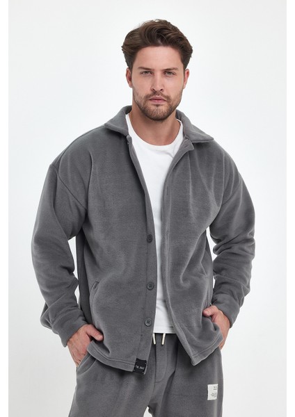 Erkek Ice Gri Oversize Fit Gömlek Yaka Tüylenme Yapmayan Kışlık Rahat Polar Gömlek RF0312 fırsatları