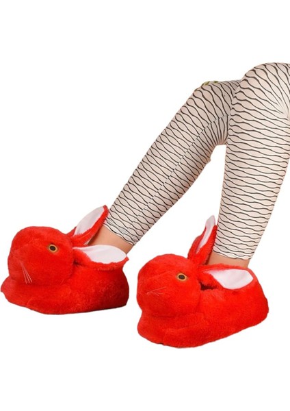 Peluş Tavşan Figürlü Kaymaz ve Ses Yapmaz Ev Panduf KIRMIZI fırsatları