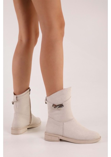 Kadın Mayslie Bej Süet Tokalı Düz Topuklu Bot fırsatları