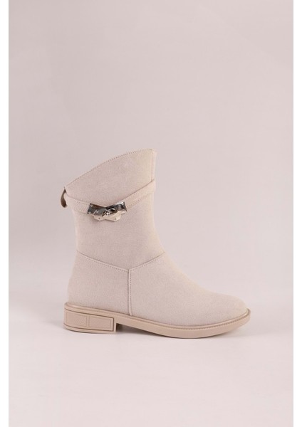 Kadın Mayslie Bej Süet Tokalı Düz Topuklu Bot indirimleri