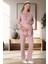 5911 Pudra Peluş Sabahlıklı Lohusa Pijama Takımı 2