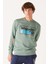 Regular Fit Normal Kesim %100 Pamuk İçi Polarlı Açık Yeşil Sweatshirt 1