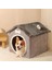 Gri M Sıcak Kedi Evi Kış Için Katlanabilir Kapalı Köpek Evi Kulübesi Montajı Kolay Köpek Evi Küçük Köpekler Için Köpek Kulübesi Küçük Orta Için (Yurt Dışından) 4
