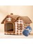 Battaniye ile Ekose M 44X36X39CM Sıcak Kedi Köpek Peluş Yatak Evi Ayrılabilir Yıkanabilir Yumuşak Kedi Yastığı Kış Yavru Kedi Evi Çadır Köpek Yuvası Mağara Evcil Hayvan Malzemeleri (Yurt Dışından) 1