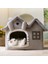 Gri 44X36X39 cm Nefes Sıcak Peluş Pet Yatak Ev Ayrılabilir Yıkanabilir Yumuşak Kedi Yastık Kulübesi Küçük Köpekler Kediler Için Pet Malzemeleri (Yurt Dışından) 2