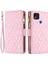 Xiaomi Redmi 9c 4g/9c Nfc 4g/poco C31 4g/redmi 10A 4g Cüzdan Stili Baskılı Rhombus Desen Mat Pu Deri Fermuar Cep Koruyucu Telefon Vaka-Pembe (Yurt Dışından) 1