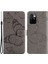 Xiaomi Için Redmi 10 4g (2021)/REDMI 10 Prime/redmi 10 2022 4g/redmi Not 11 4g (Mediatek) Kelebek Desen Deri Cüzdan Flip Folio Stant Çantası Kayış-Grey ile (Yurt Dışından) 1