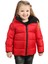 Kız Çocuk Kırmızı İçi Polarlı Kapüşonlu Su Geçirmez Rüzgara Dayanıklı Şişme Kışlık Mont & Kaban 1