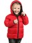 Kız Çocuk Kırmızı İçi Polarlı Kapüşonlu Su Geçirmez Rüzgara Dayanıklı Şişme Kışlık Mont & Kaban 5