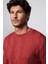 Slim Fit Bisiklet Yaka Desenli Erkek Kırmızı Kazak 2