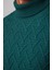 Slim Fit Dar Kesim Tam Balıkçı Yaka Desenli Yeşil Erkek Kazak 4