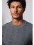 Erkek Slim Fit Bisiklet Yaka Desenli Gri Kazak 2