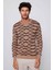Slim Fit Dar Kesim Bisiklet Yaka Jakarlı Vizon-Siyah Erkek Kazak 2