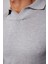 Slim Fit Dar Kesim Polo V Yaka Erkek Gri Kazak 4