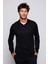 Slim Fit Dar Kesim Polo V Yaka Siyah Erkek Kazak 2