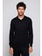 Slim Fit Dar Kesim Polo V Yaka Siyah Erkek Kazak 3