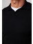 Slim Fit Dar Kesim Polo V Yaka Siyah Erkek Kazak 4