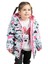 Kız Çocuk İçi Polarlı Kapüşonlu Girls Yazılı Kelebek Desenli Kışlık Şişme Mont & Kaban & Parka 4