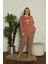 Kadın Büyük Beden Ekose Desen Polar Pijama Takımı 2171 5
