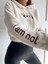 Kadın Beyaz Sorry Baskılı Beli Lastikli Rahat Peluş Sweatshirt HZL23W-BD1553981 1