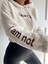 Kadın Beyaz Sorry Baskılı Beli Lastikli Rahat Peluş Sweatshirt HZL23W-BD1553981 2
