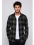 Slim Fit Dar Kesim Kareli Oduncu Haki-Yeşil Erkek Gömlek 1