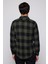 Slim Fit Dar Kesim Kareli Oduncu Haki-Yeşil Erkek Gömlek 5